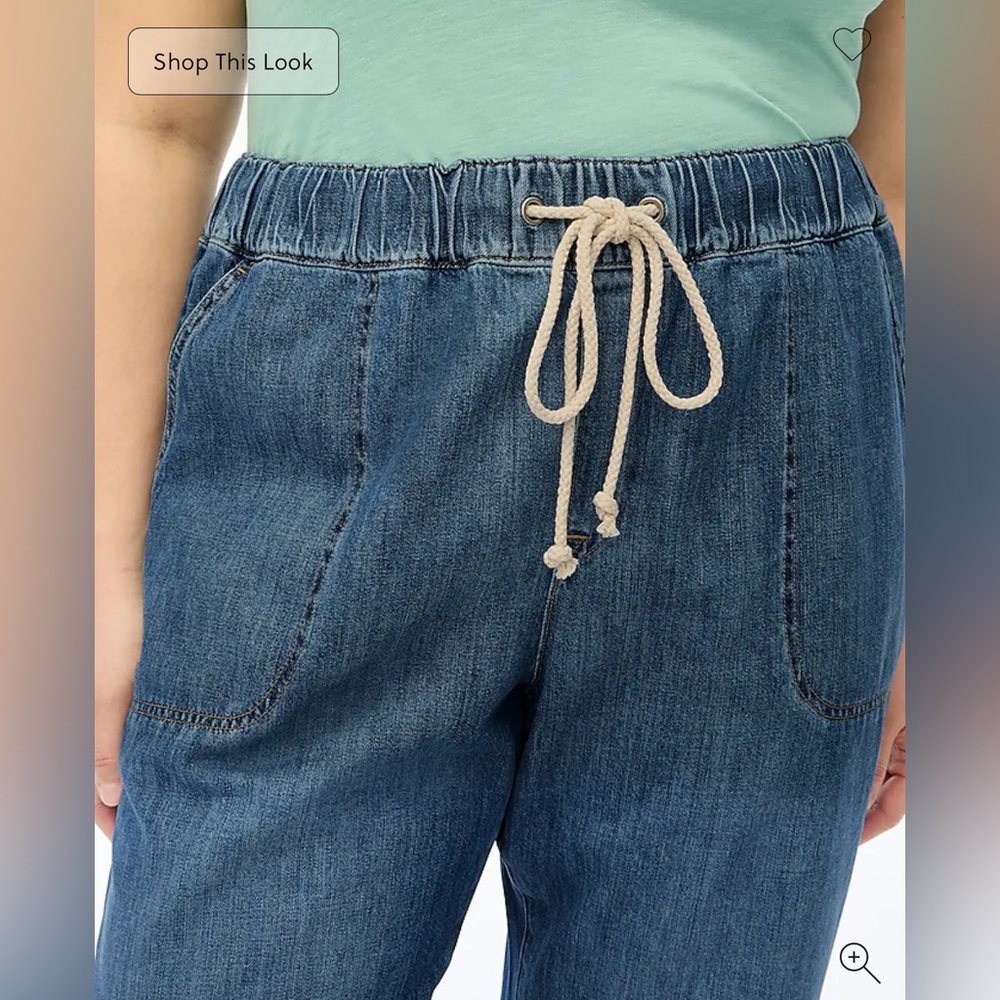 J. Crew Blue Denim Elastic Waste Drawstring Pants/Jeans - Picture 5 of 11
